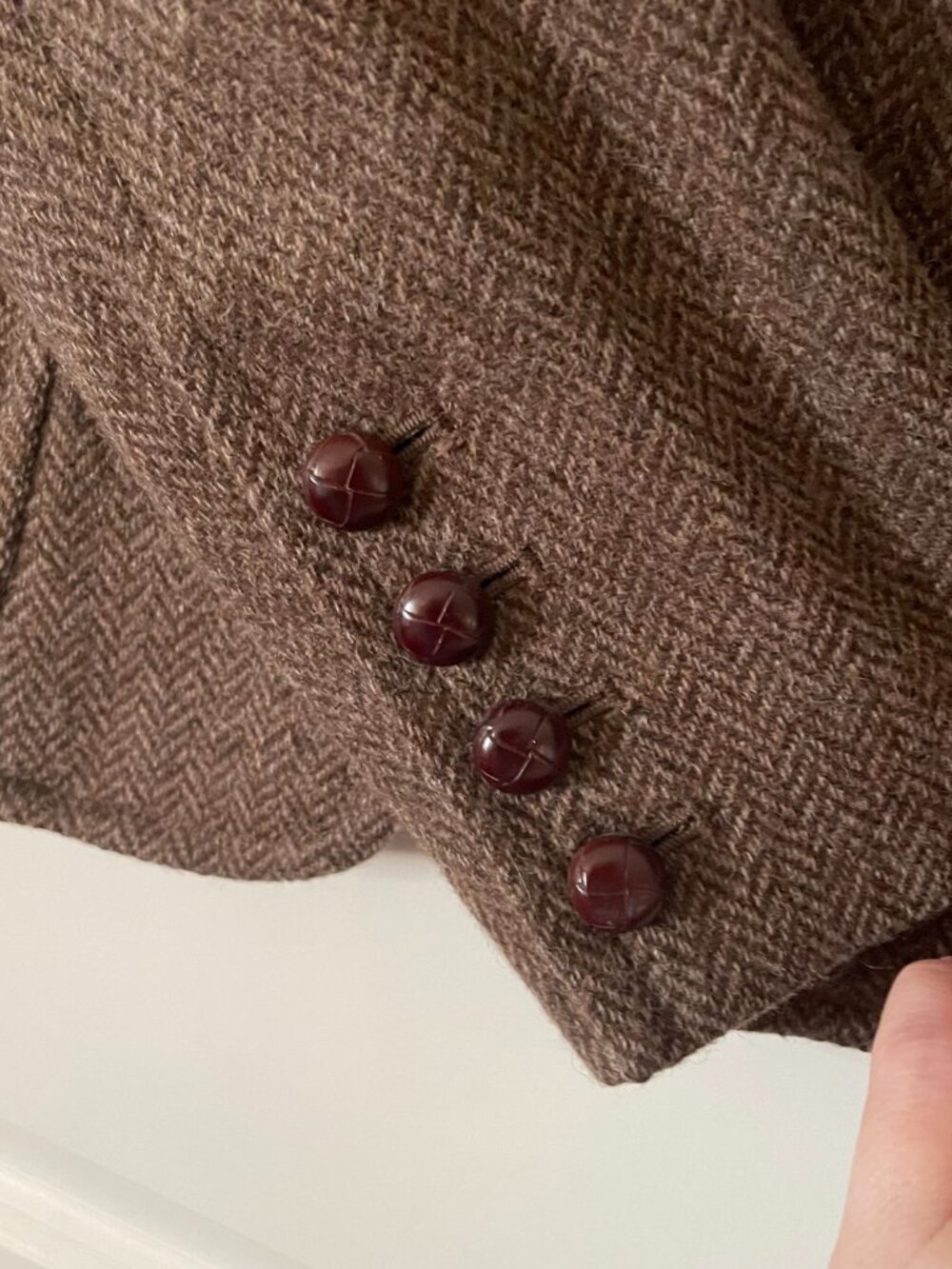 LL Bean women’s herringbone shetland wool blazer, color: brown  size: 8 reg - Picture 6 of 7